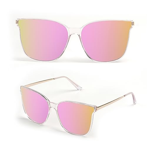 Image of Trendy TAC Polarized Square Sunglasses for Women Men, Oversized Lightweight TR90 Frame UV400 Protection