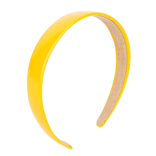 Uintoon Yellow Headband Faux Leather Thin Hairband Halloween Head Bands for Womens & Girls Hair Solid Simple Holiday Cosplay Head Bands Yellow Hair Accessories for Women Girls