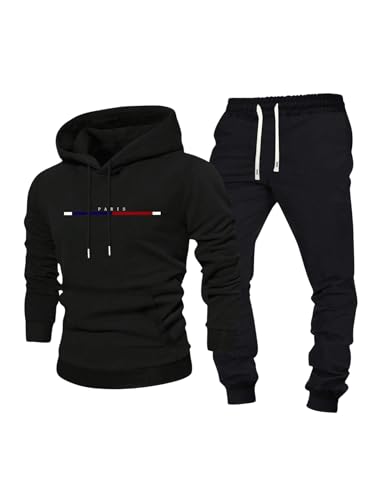 SOLY HUX Men's Tracksuit Hooded Sweatshirt and Jogger Pants Hiking Outdoor 2 Piece Outfits
