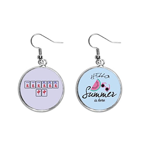 Pendientes de Mahjong con diseño de sandía para verano