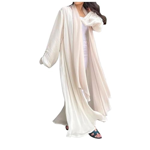 Robe musulmane longue fluide abaya beige femme taille M vêtement mastour moderne