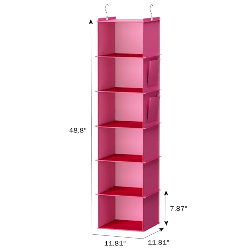 Image of YOUDENOVA Hanging Closet Organizer and Storage, 6-Shelf, Pink
