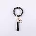 Llavero Círculo Cuentas Borla Colgante Llavero Mujeres Muñequera Titular De La Llave Correa De Muñeca Brazalete Accesorios-Negro