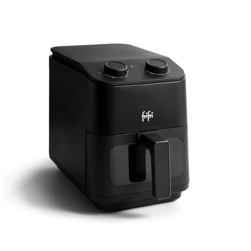 frifri Airfryer Slim 5L - Technologie Cyclonique Airflow, 1700W, Température réglable, Minuterie 60 min, Panier en Céramique, Fenêtre de Visualisation - Noir