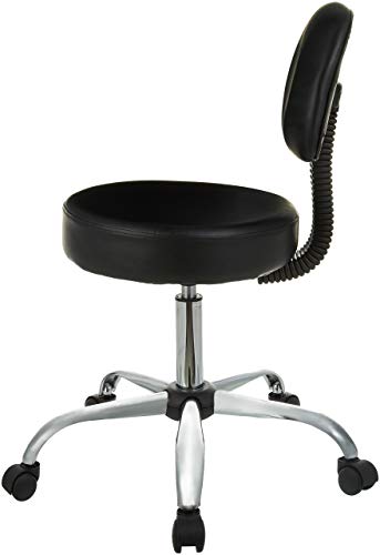 Amazon Basics Multi-Purpose Drafting Spa Bar Stool with Back Support, Upholstered, and Wheels, Black, 22.72"D x 22.72"W x 37.8"H - image 3