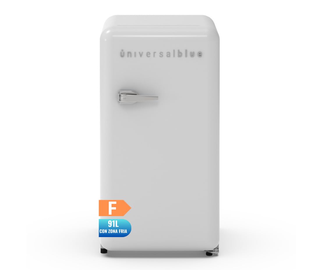UNIVERSALBLUE Frigorífico Bajo Encimera Vintage Blanco | Nevera 91L | Puerta Reversible | Bajo Consumo