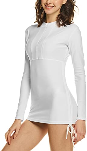 Tsla FSZ04 Women'S Half-Zip Front Rash Guard, Upf 50+ Side Adjustable Long Sleeve Swim Shirts thumb #1