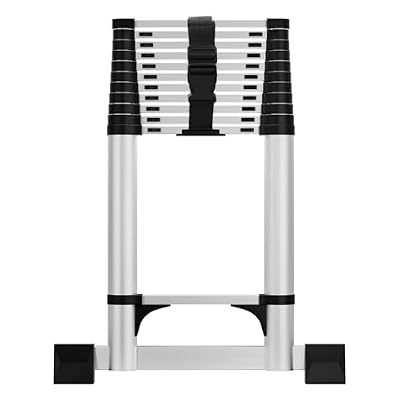 Makamsui 12.8/15.5 FT Telescoping Ladder, Stainless Steel Expandable Folding Telescopic Ladder with Locking Mechanism, Multi-Purpose Collapsible Ladders for Home or RV Outdoor Work, Bearing 330lbs St