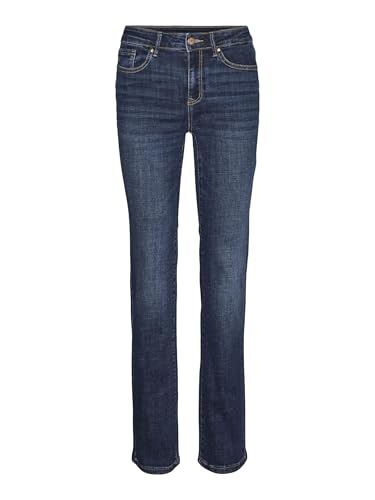 Jeans da donna attillati VERO MODA Jeans Dritti da Donna VMFLASH Mid Rise Taglio Dritto, Blu Jeans Scuro, (XL) W x 32L