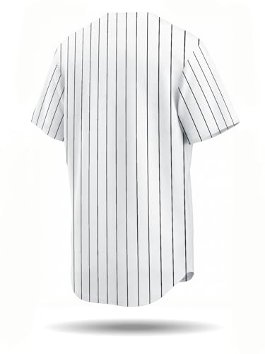 Camiseta vintage de béisbol a rayas blancas y negras - Camisa deportiva retro clásica de los 90 - Camisa abotonada estilo hip hop para fiesta temática Sandlot miniatura 2