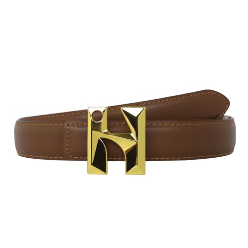 Image of Aurolran Women's Fashion Classic Metal Buckle Leather Belt with Jeans Dress