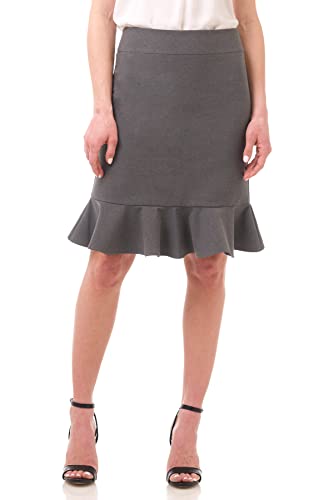 Rekucci Women's Desk to Dinner 4-Way Stretch Straight Skirt with Ruffle