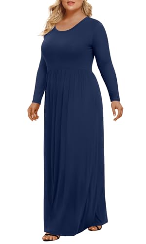 Image of LONGYUAN Women's Plus Size Maxi Dresses for Curvy Women Casual Long Dress XL-6XL