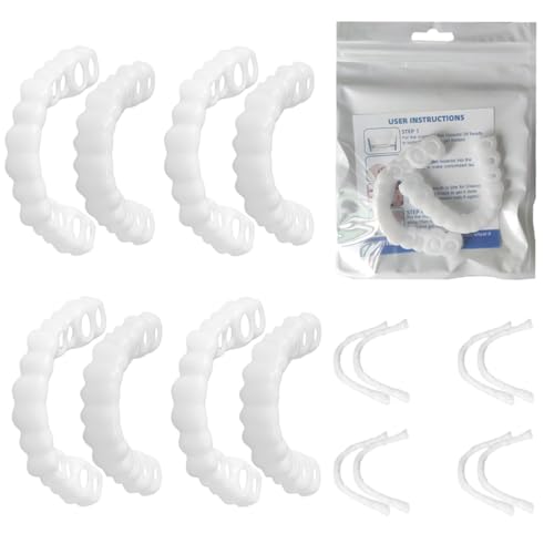 NHPY 4 Paia Faccette Dentali Universali Superiore E Inferiore, Denti Finti Da Applicare Da Soli,Dentiera Finta Naturale Per Uomini E Donne Di Denti Cattivi Denti Imperfetti(Ci Sono Dei Buchi,A)