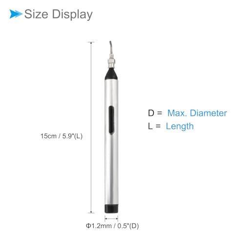 Image of Vacuum Suction Pen, 150mm Length, IC Pickup Manual Tool with 3 Suction Pads - (Applications: for Small Electronic Components)