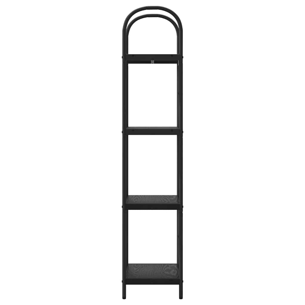 Libreria a 4 ripiani, 40 x 30 x 146 cm, in legno con telaio in acciaio nero, per soggiorno e ufficio, per riporre oggetti e ordine