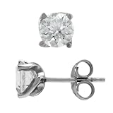Silvershake 1.9 Ct 6MM Genuine White Topaz Gemstone 925 Sterling Silver Stud Earrings