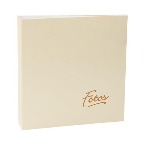 Álbum de fotos Ical, encadernação fichário, 30 pág. papel branco adesivado c/película, para colar fotos de vários tamanhos - linha Autocolante Retrô Magnético - modelo marfim texturizado - 169