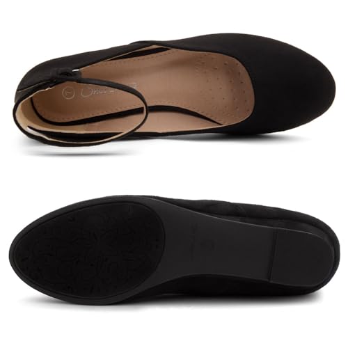 Shoe Land Women’s Flats – Dressy & Comfortable Slip-On Shoes with Low Wedge & Ankle Strap | Round Toe Ballet Flats for Work, Office, Party & Business Casual4