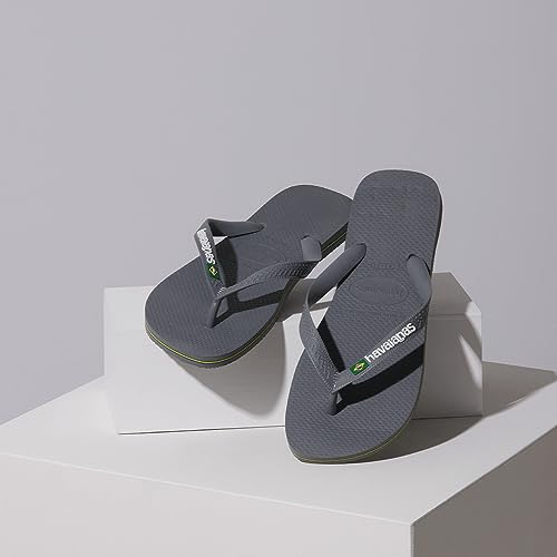 Image of Havaianas mens Brazil Logo Sandal Dark Brown /White