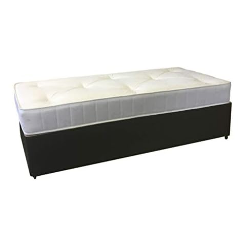 Perfect Sleep 3FT Single Black Leather Divan Bed Including Medium feel Mattress Cover