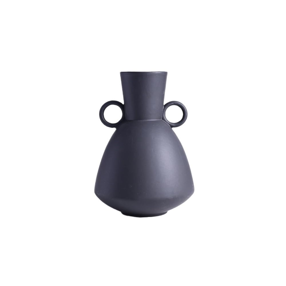 flower vase Black Double Ear Ceramic Vase Dry Flower Arrangement Living Room Decoration Hydroponic Fresh Ware