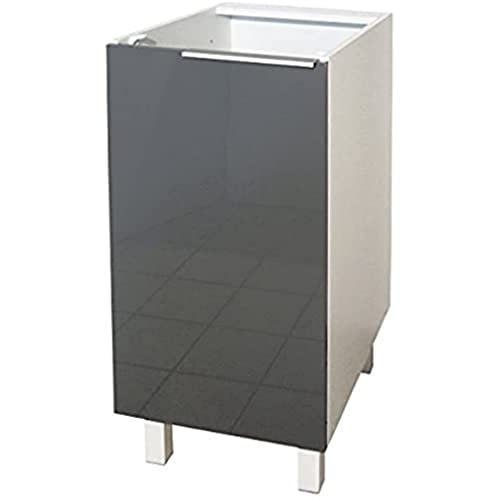 Berlenus CP4BG Meuble Bas de Cuisine 1 Porte Gris Haute Brillance 40 cm