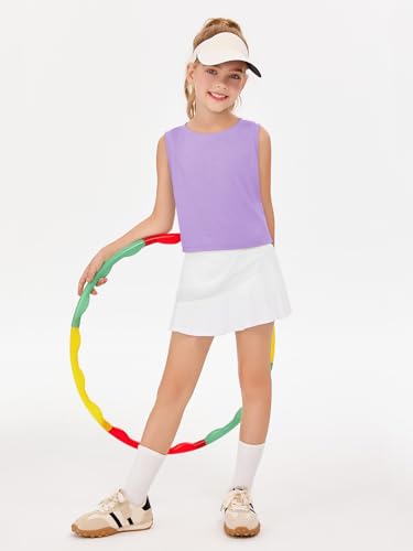 Image of Haloumoning Girls Athletic Tank Tops Kids Sleeveless Crop Tops Mesh Back Workout Cute Sports Shirts 5-14 Years