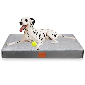 KYG Coussin Chien Orthopédique Panier Tapis Chien Epais Lit pour Chien Grande Taille XL, Matelas Lavable et Dehoussable Haute Densité de Forme D&rsquo;œuf 105x70x8cm Gris Bleuté