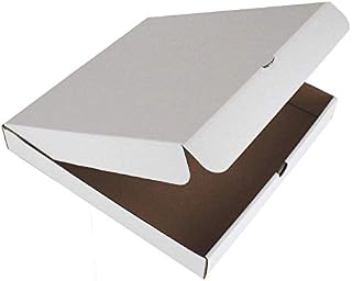 We Can Source It Ltd - Heavy Duty Plain Single Wall 2mm Kraft Cardboard White 12" Pizza Boxes with Hinged Lid Takeaway Packaging - Disposable Biodegradable Recyclable - 5 Pack