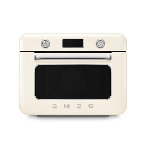 Smeg, Mini Four Combiné COF01CREU, 10 Fonctions de Cuisson, 33 Recettes Automatiques, Réservoir Amovible, Cuisson à la Vapeur, Fonction de Détartrage, Puissance 1800W, Crème