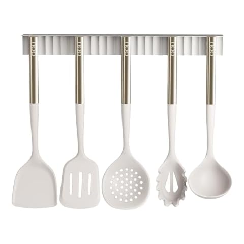 OOU Silicone Kitchen Cooking Utensils Set, 446°F Heat Resistant Kitchen Utensils Set with Magnetic Holder, 6 pcs Chef Spatula Set Kitchen Tool with Stainless Steel Cover