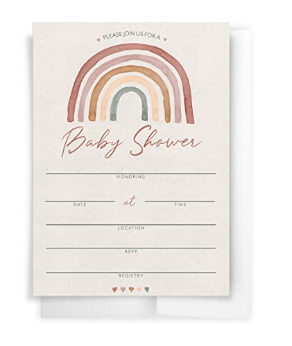 Printed Party Baby Shower Kit, Boho Rainbow, 30 Invitations And Envelopes #TOP2