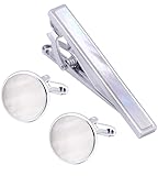 Jonwo Mother of Pearl Shell Men Cufflinks and Tie Clip Set
