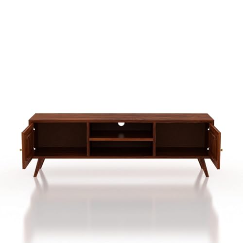 Image of Solid Sheesham Wood TV Unit for Living Room | TV Stand | TV Cabinet with Storage for Living Room and Hotel Furniture (Honey Matte Finish)