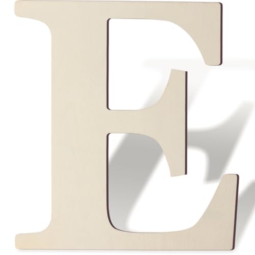 Wooden Letters 8 Inch Large Paintable Wooden Letter for Wall Dcor Thick Wood Alphabet Letters E for DIY Crafts Unfinished Wood Cutout Sign for Nursery Birthday Wedding Party Home Decoration