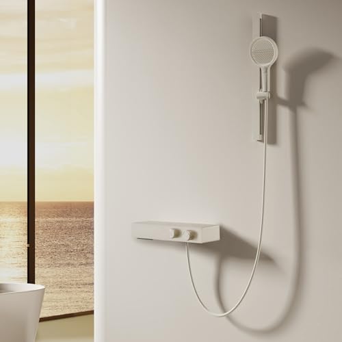 Robinet de baignoire cascade mural crème avec douchette et mitigeur - 2