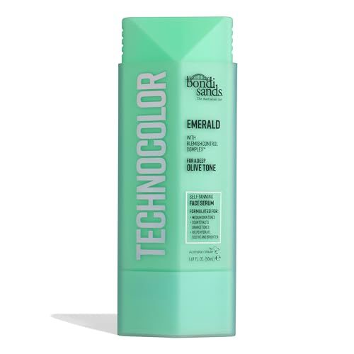 Bondi Sands Technocolor Emerald Self-Tanning Face Serum, Easy Application, Streak Free Fake Tan – Enriched with Vitamin C & Chamomile 50ml/1.69 Fl Oz