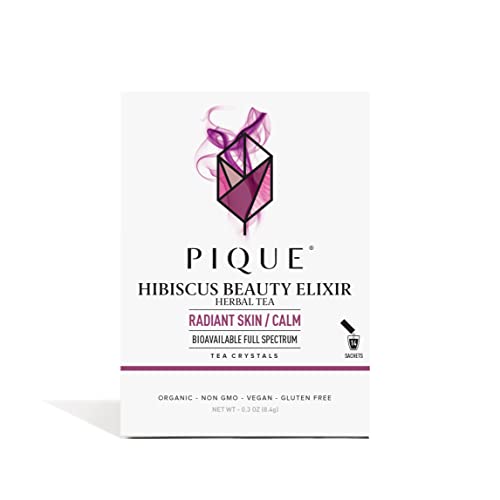 Pique Organic Hibiscus Tea Crystals - Powerful Antioxidants and Caffeine-Free Herbal Tea Real Egyptian Flower for Glowing Skin - 14 Single Serve Sticks (Pack of 1)