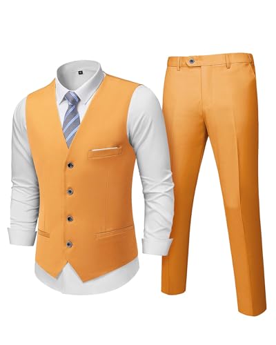 MY'S Men's 2-Piece Suit, Vest Pants Set for Men, Casual Waistcoat