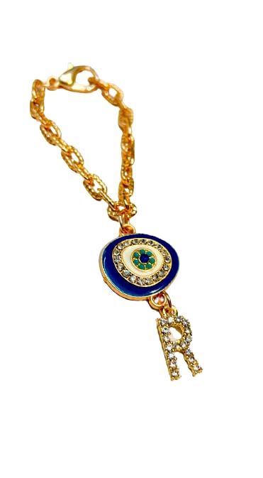 Morel Sturdy Rose Gold Watch Charm of Evil Eye and R Initial Diamond Alphabet Pendant, Watch Charm, Watch Accessories, Giftable for Wife, Sister or Friends Pack of 1 (B09YQLV1ST) Amazon Price History, Amazon Price Tracker