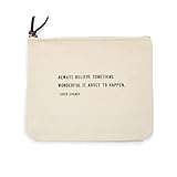 Sugarboo & Co. Coco Chanel (Always Believe Something) Canvas Zip Bag, Makeup Bag For Women, Multi Purpose Toiletry Bag, Pencil Case Organizer