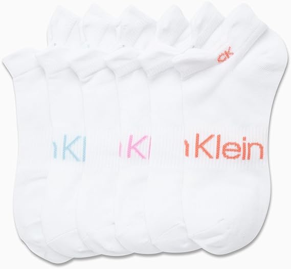 Image of Calvin Klein Womens No Show Socks - 6 Pack Lightweight Cotton Blend Cushioned Low Cut Tab Ankle Socks for Sneakers & Loafers
