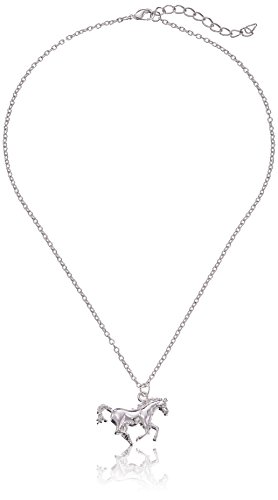 Horse Necklace | Silver Galloping Pendant | My Little Pony | Premium Rhodium Plating | Birthday or Christmas Gift for Girls