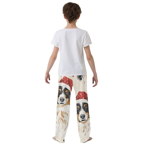 ZZXXB Merry Christmas Collie Boys Long Pants Soft Trousers Elastic Waist Kids Lounge Bottoms with Pockets S-XL3