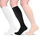 sinocare 3 Paar 23-32 mmHg Kompressionsstrümpfe Damen & Herren, Medizinische kompressionsstrümpfe Klasse 2, CCL2 Kompressionssocken (S/M, Schwarz/Fleisch/Weiß)