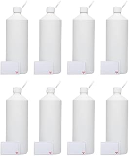 TEC Plastic Bottles Empty Containers 1 Litre 8 Pack HDPE 28mm Neck with Non Leak Flip Caps and Labels for Water Chemicals Liquid Refillable Reusable Carrier 30% Recycled