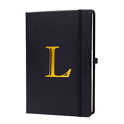 Business Notebook for Men Women, A5 Journal Notebook with A-Z , Dual-Sided Writing Paper Notebook with Dividers, Travel Journal for Teens, 200 Pages Leather Journal for Writing, Work, Meetings Black,L