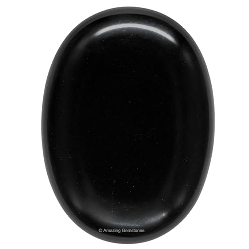 Image of Amazing Gemstone Black Agate Crystals and Healing Stones - Large Palm Stone Crystals Piedra - Crystal for Good Luck, Balanced Positive Energy, Meditation - Unique Stocking Stuffers, Gifts for Women