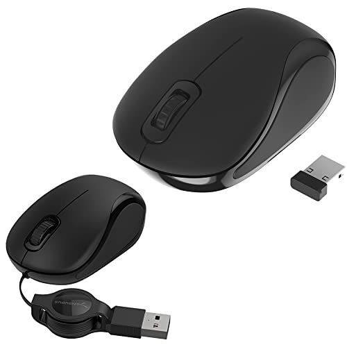 Sabrent Mini Travel 2.4Ghz Wireless Mouse With Nano Receiver With Mini Travel Usb Optical Mouse With Retractable Cable For Computers And Laptops | Mac & Pc Compatible #TOP13